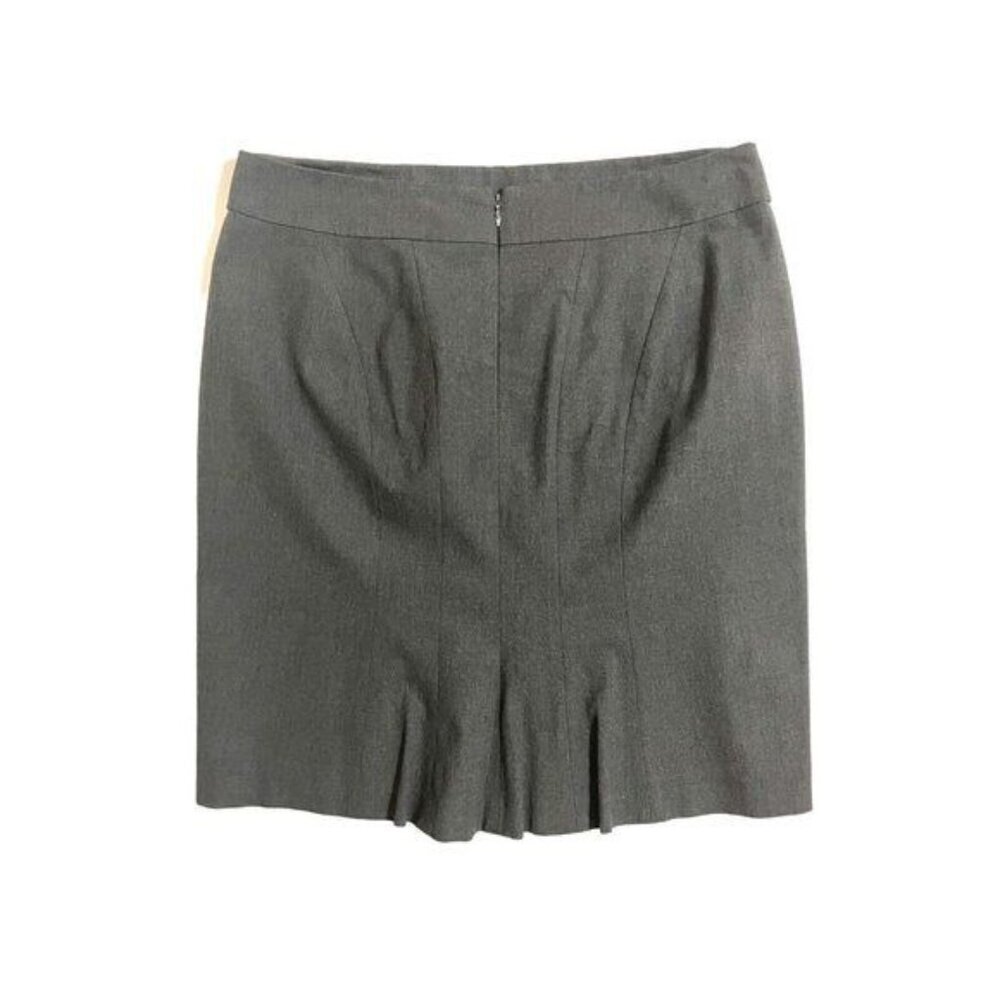 ANN TAYLOR Pencil Skirt Dark Grey Stretch Flounce Back Wear To Work 12 Petite - Picture 6 of 7